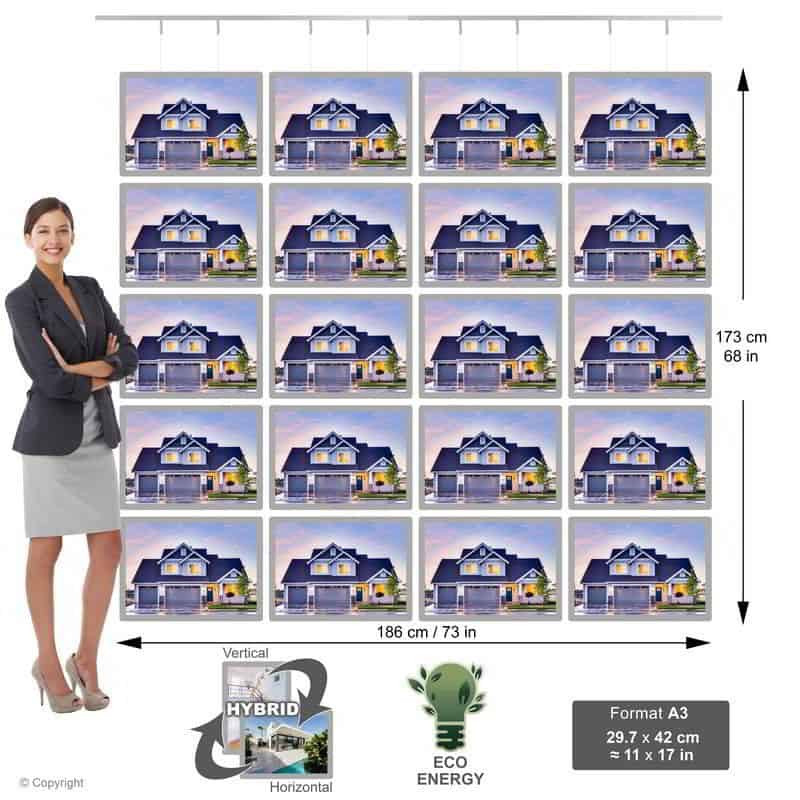 Porte Affiche Suspendu Vitrine Led A3h 5r4c - NegoLuz France Porte Affiche Suspendu Vitrine Led A3h 5r4c